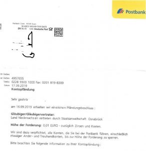Pfändung bei der Postbank über 9.223.372.036,85 Euro - Wiensworld